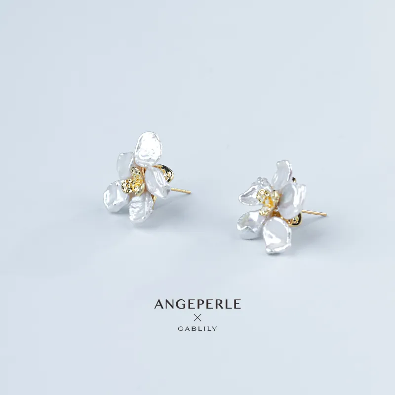 ANGEPERLE Pearl Stud Earrings Women's-3