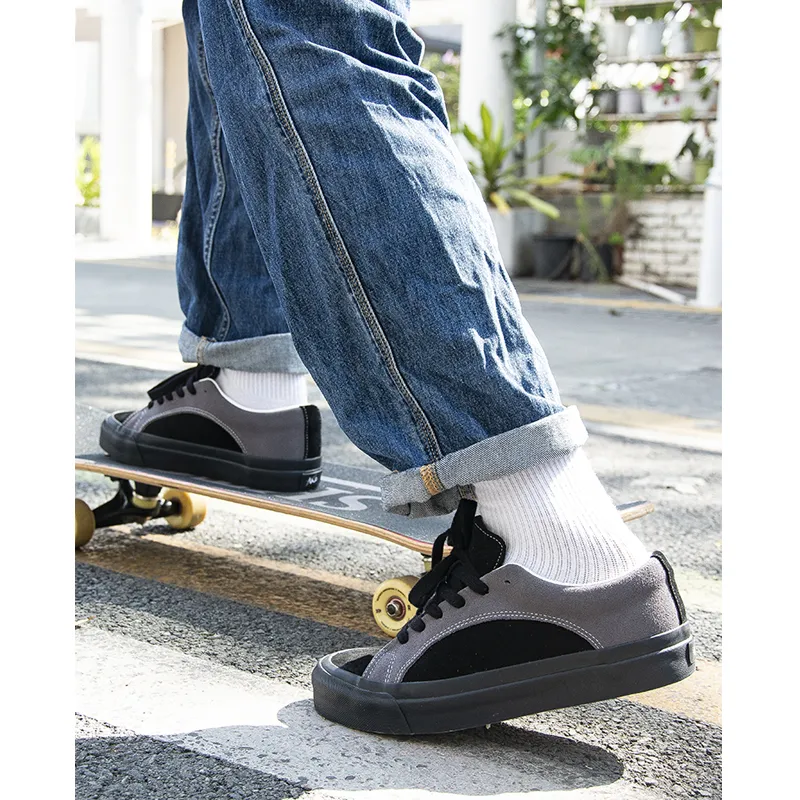 WANSWER Slip Resistant Cushioning Abrasion Resistant Low Top Skateboard Shoes Unisex Phantom Gray-4