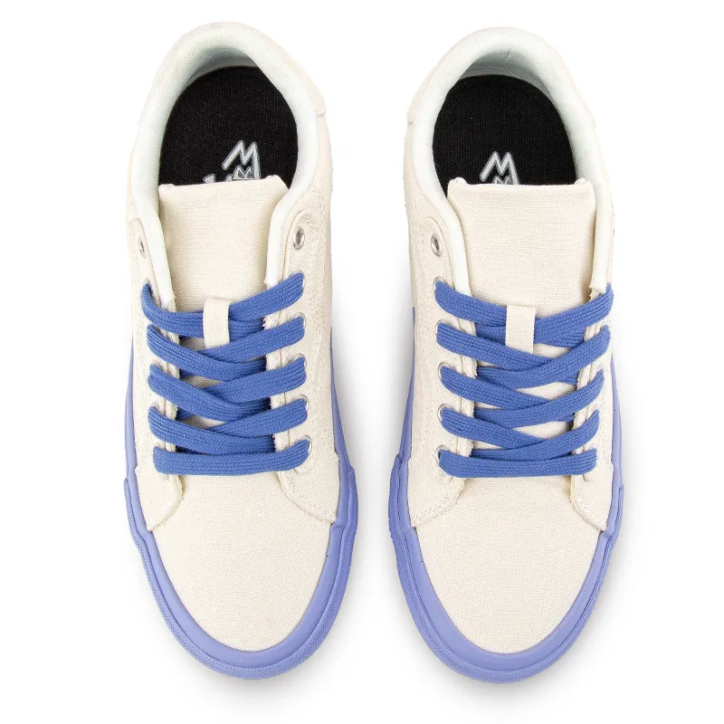 WANSWER Slip Resistant Cushioning With Impact Resistance Low Top Skateboard Shoes Unisex Blue Glaze White-3