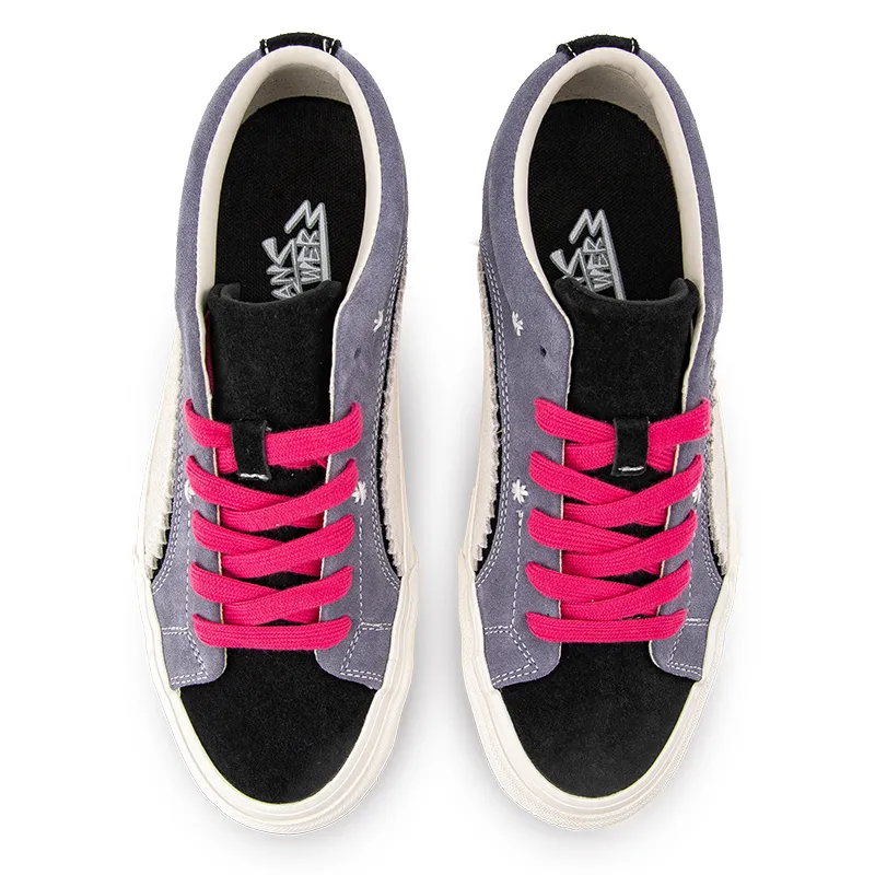 WANSWER Slip-Resistant Cushioning Abrasion-Resistant Low-Top Skateboard Shoes Unisex Black Purple Red-3