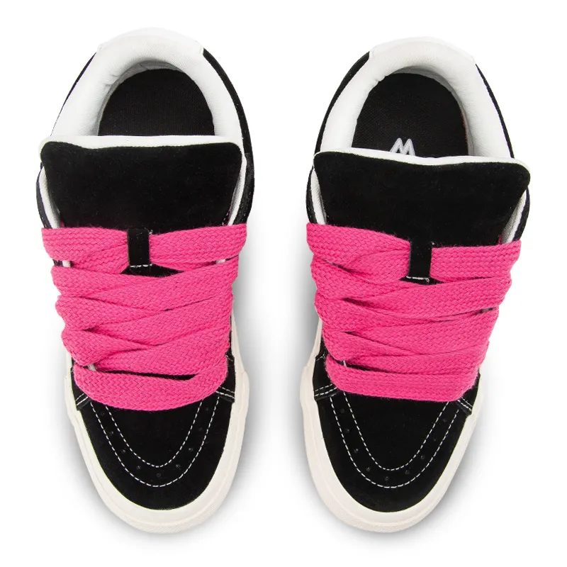WANSWER Coverage Warm And Wear Resistant Low Top Skateboard Shoes Unisex Black Pink-3