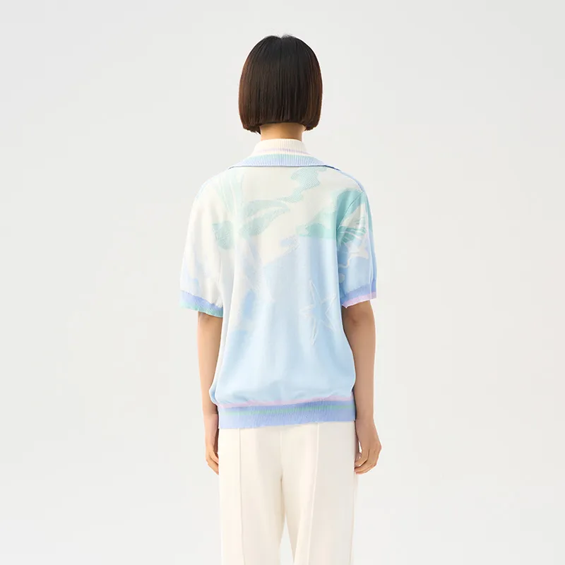 CHAU·RISING Polo Shirt Women's White Blue-2