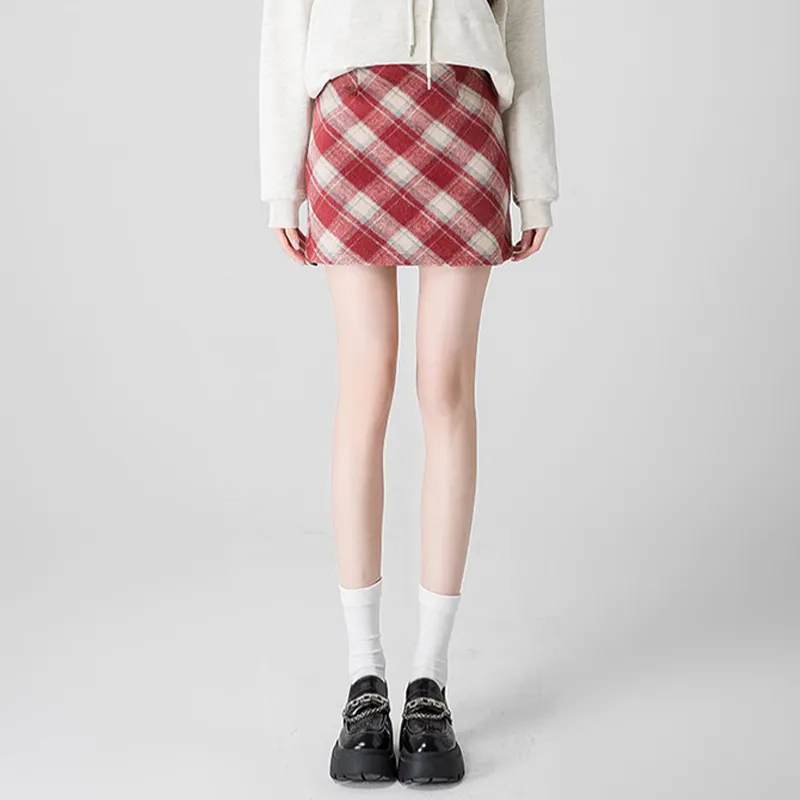 Ya Sheep People Casual Short Skirts Women's Rose Red-3
