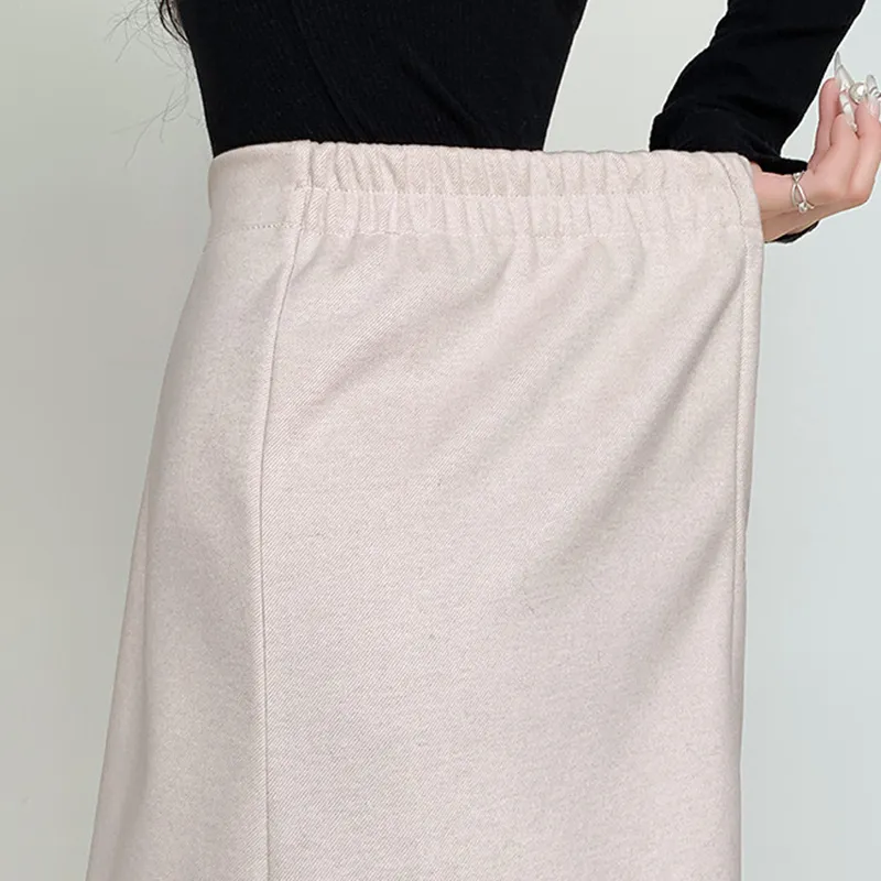 Ya Sheep People Casual Long Skirts Women's Beige-5