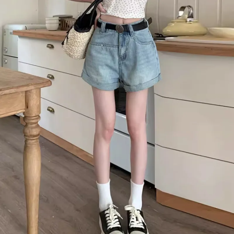 Ya Sheep People Denim Shorts Women's Blue-1