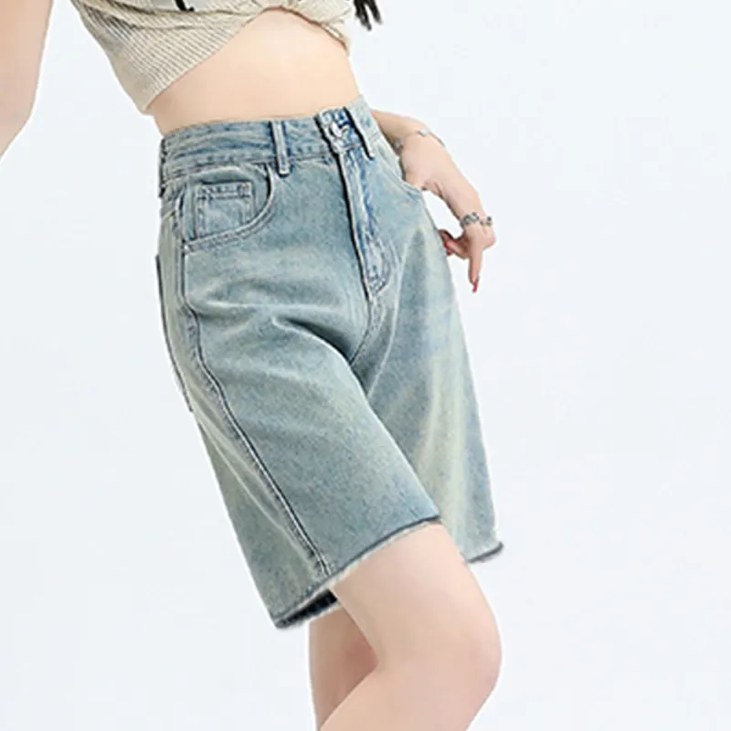 Ya Sheep People Denim Shorts Women's Light Blue-4
