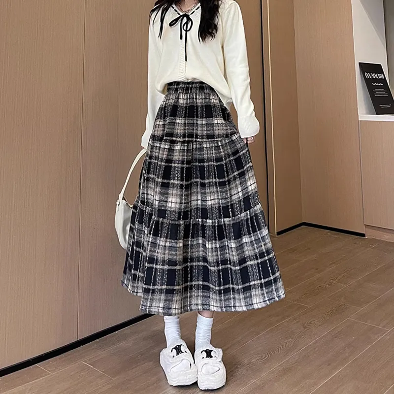 Ya Sheep People Casual Long Skirts Women's Navy Blue-1