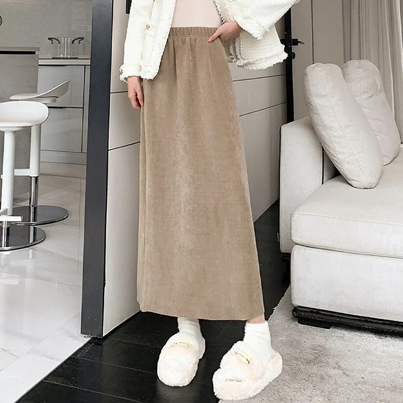 Ya Sheep People Knit Long Skirts Women's Khaki-5