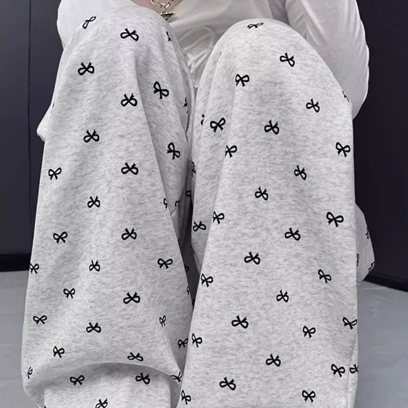 Ya Sheep People Casual Pants Women's White Gray-4