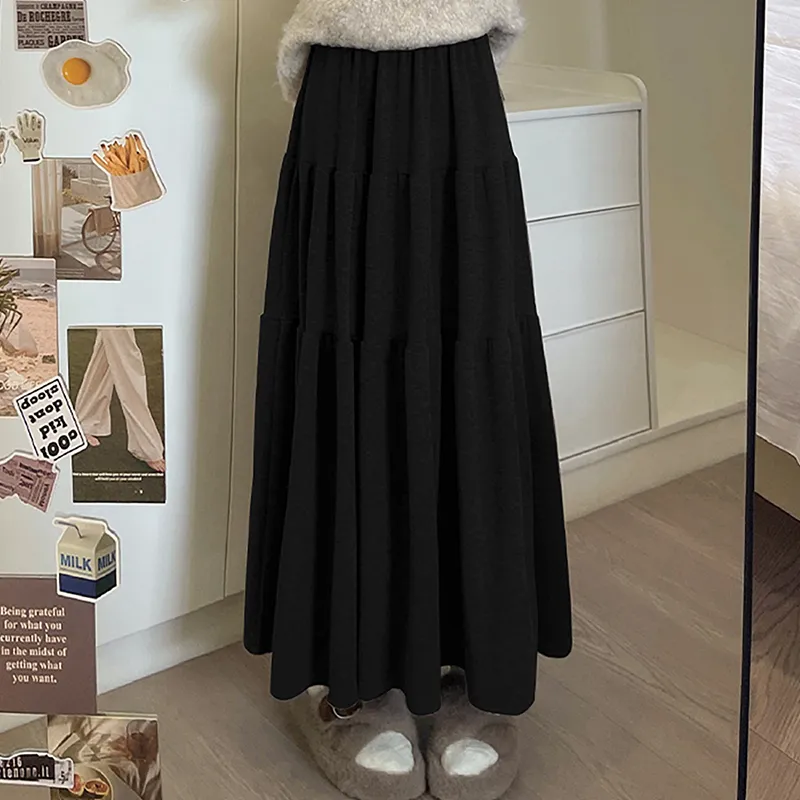 Ya Sheep People Casual Long Skirts Women's Black-1