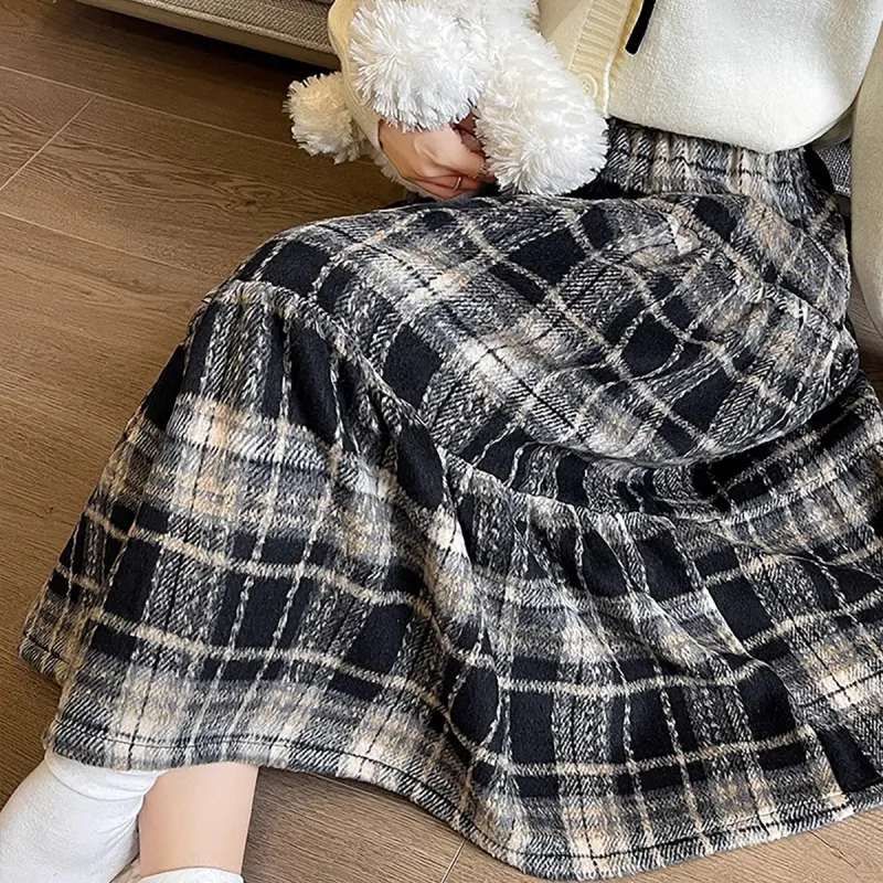 Ya Sheep People Casual Long Skirts Women's Navy Blue-2