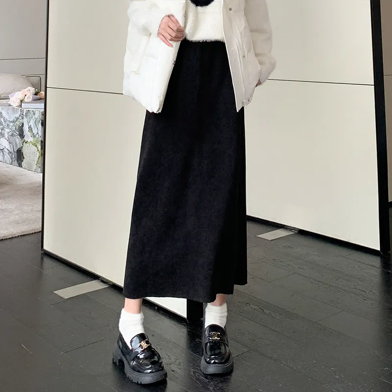 Ya Sheep People Knit Long Skirts Women's Black-2