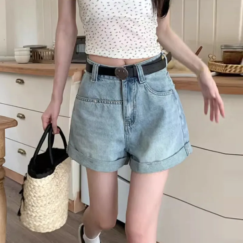 Ya Sheep People Denim Shorts Women's Blue-2