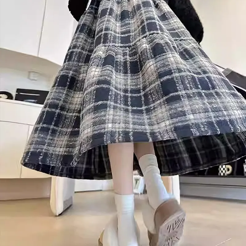 Ya Sheep People Casual Long Skirts Women's Navy Blue-3