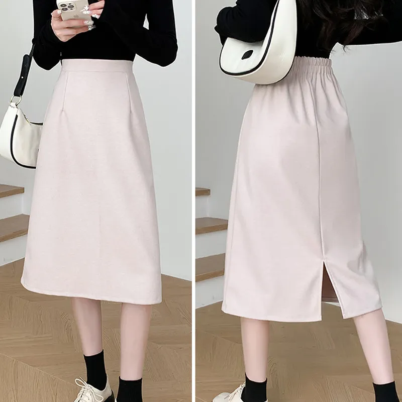 Ya Sheep People Casual Long Skirts Women's Beige-4