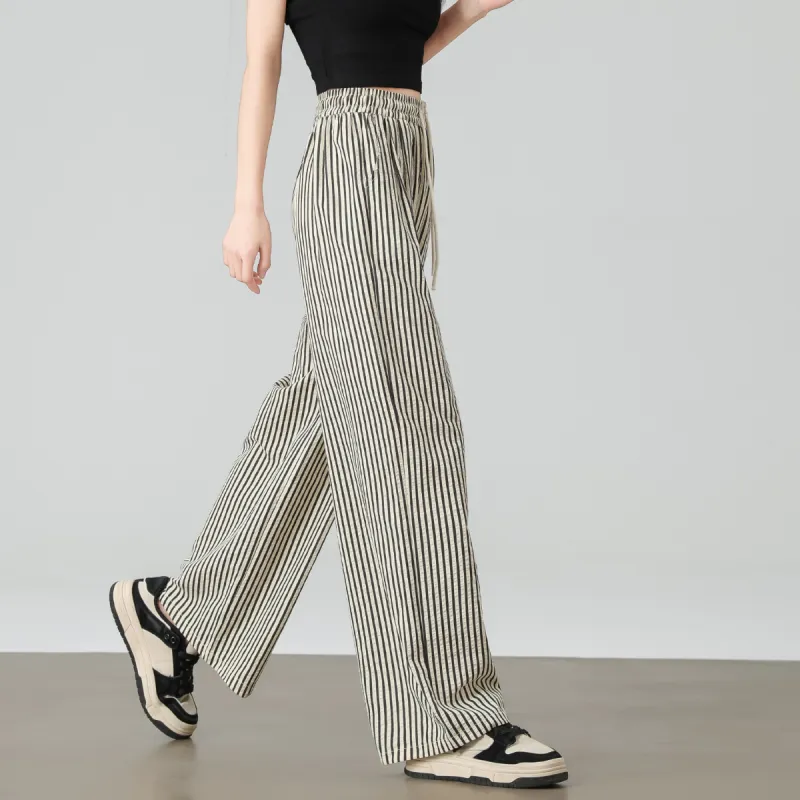 Ya Sheep People Casual Pants Women's Black Stripes-2
