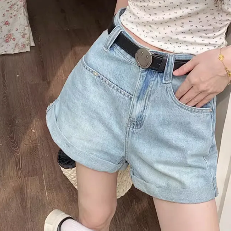 Ya Sheep People Denim Shorts Women's Blue-6