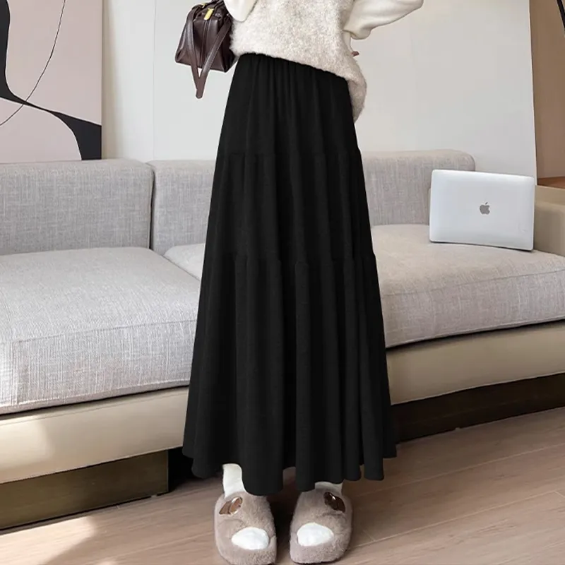 Ya Sheep People Casual Long Skirts Women's Black-2