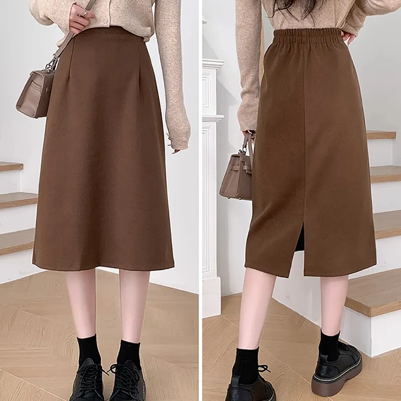 Ya Sheep People Casual Long Skirts Women's Coffee-3