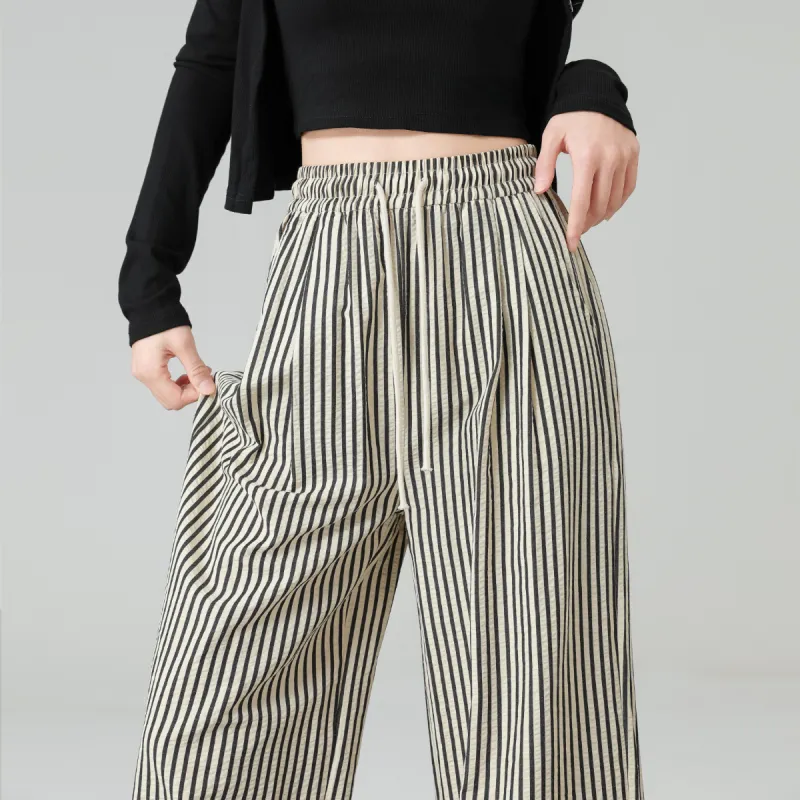 Ya Sheep People Casual Pants Women's Black Stripes-4