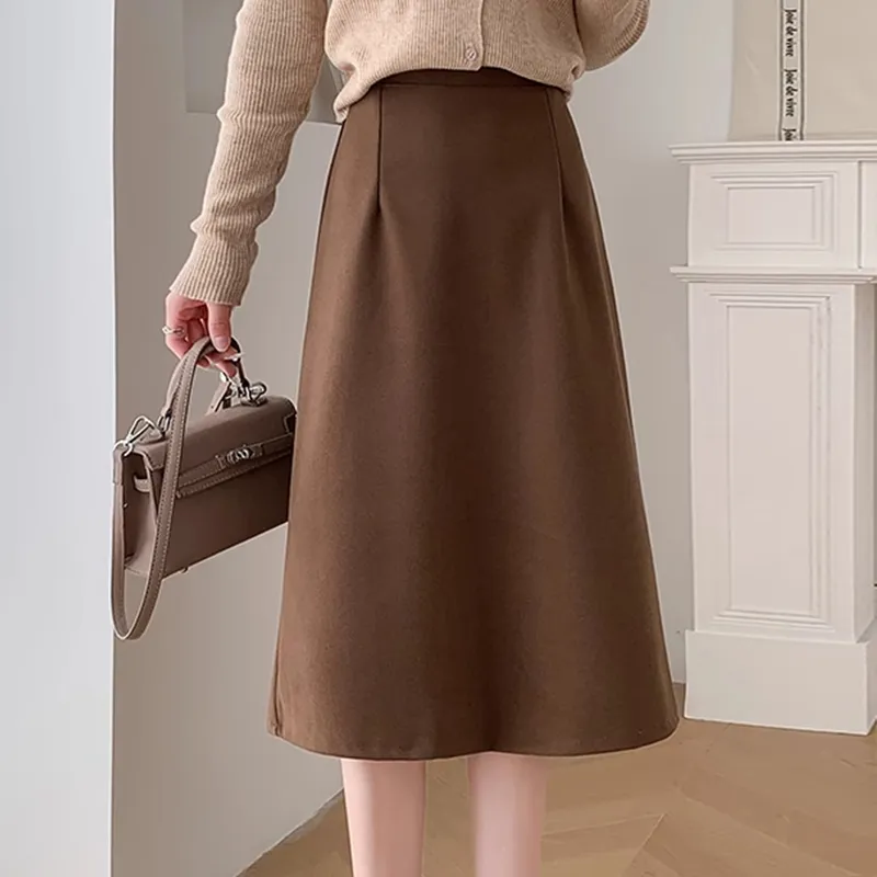 Ya Sheep People Casual Long Skirts Women's Coffee-4
