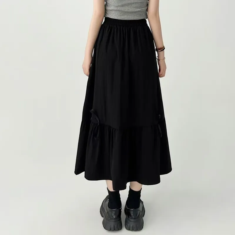Ya Sheep People Casual Long Skirts Women's Black-5