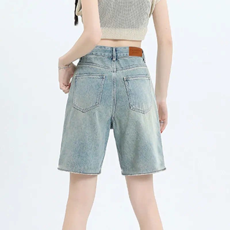 Ya Sheep People Denim Shorts Women's Light Blue-3