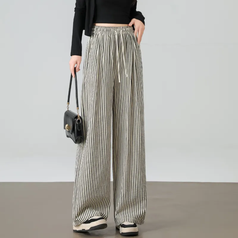 Ya Sheep People Casual Pants Women's Black Stripes-1