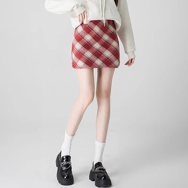 Ya Sheep People Casual Short Skirts Women's Rose Red-1