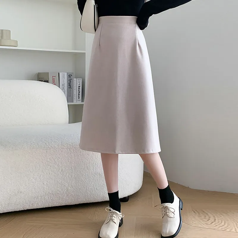 Ya Sheep People Casual Long Skirts Women's Beige-1