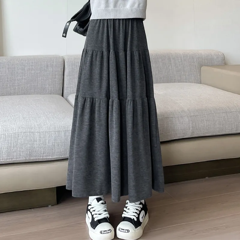 Ya Sheep People Casual Long Skirts Women's Dark Gray-3