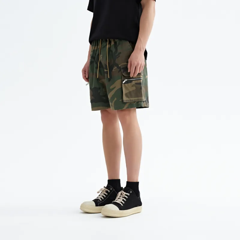 CHINISM Casual Shorts Unisex Green Camouflage-4
