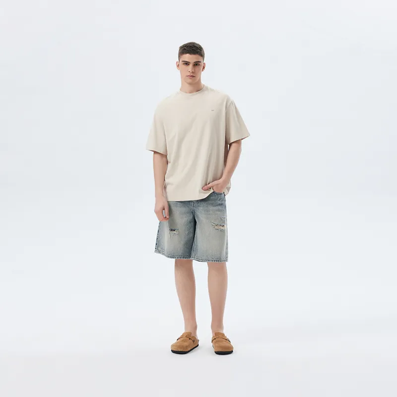 CHINISM Denim Shorts Unisex Washed Blue-2