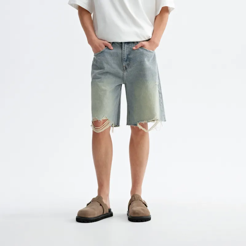 CHINISM Denim Shorts Unisex Washed Blue-4