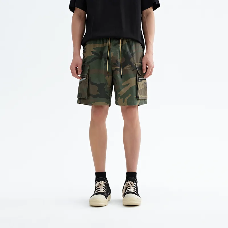 CHINISM Casual Shorts Unisex Green Camouflage-2