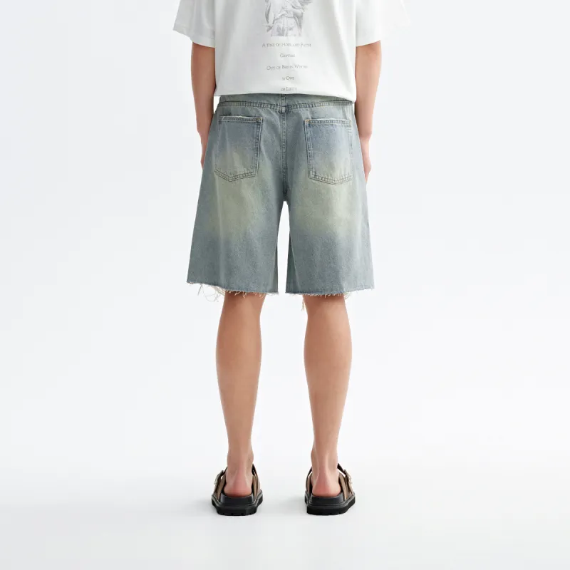 CHINISM Denim Shorts Unisex Washed Blue-5