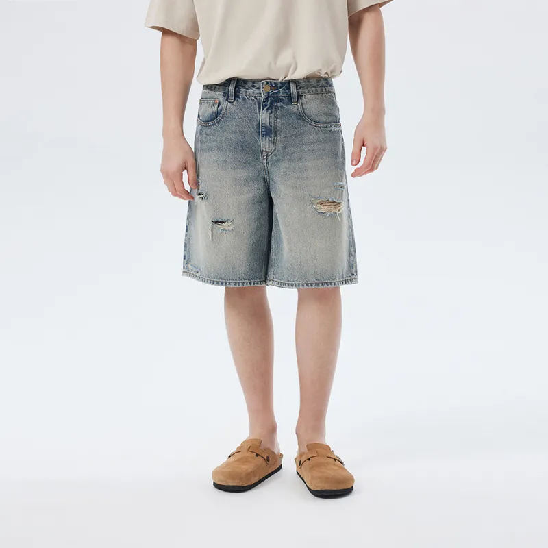 CHINISM Denim Shorts Unisex Washed Blue-4