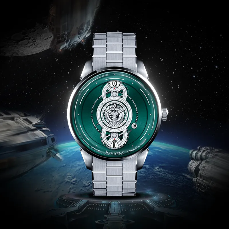 BEHRENS Original Collection Automatic Mechanical Movement Watch Unisex Green Dial-4