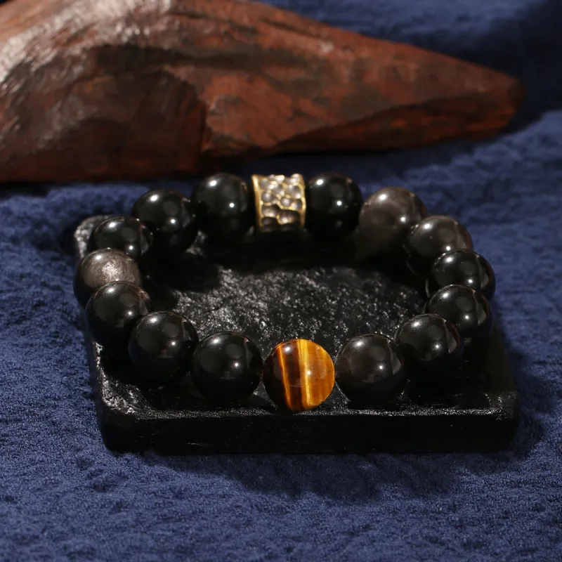 MUUSI Natural Obsidian Bracelets Unisex-4