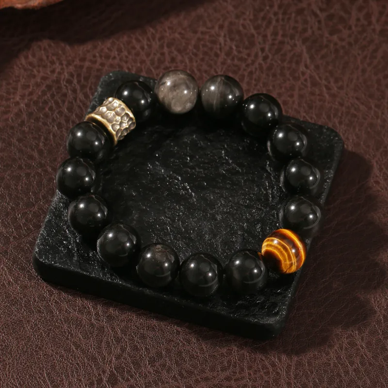 MUUSI Natural Obsidian Bracelets Unisex-3