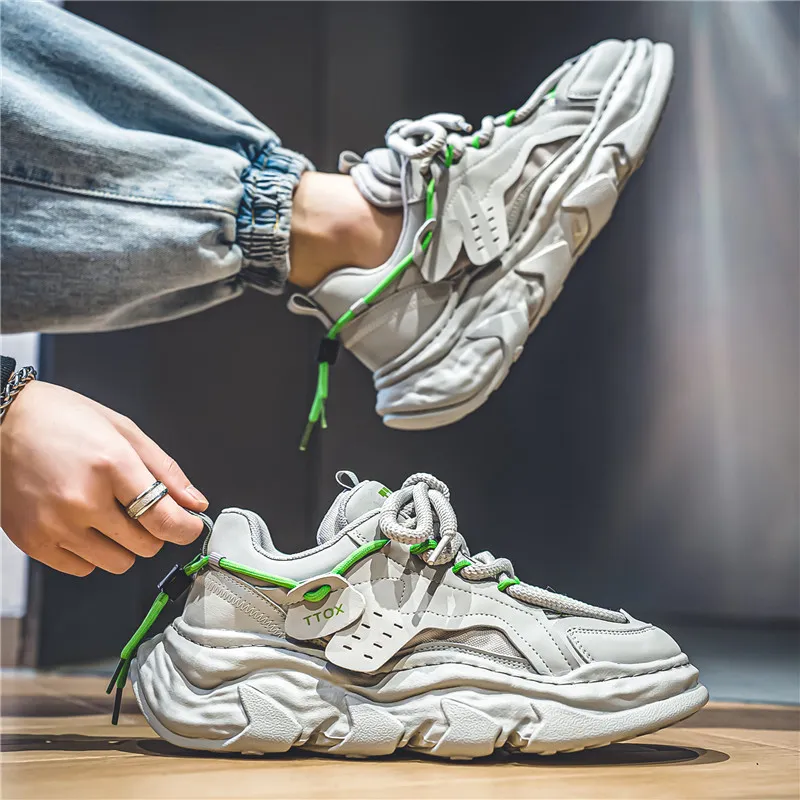 Yalu Shock Absorbers With Slip Resistant Features Low Top Chunky Sneakers Men's-5