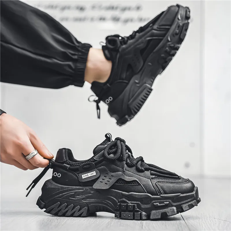 Yalu Cushioning Height Increase Low Top Chunky Sneakers Men's-2