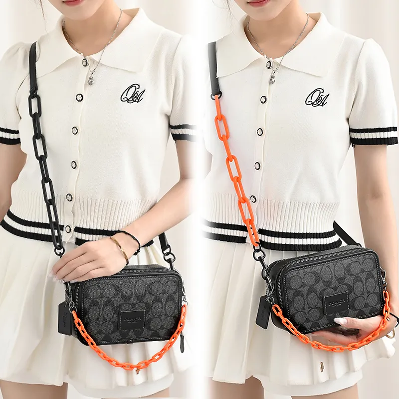 GUYI Acrylic With Cow Leather Bag Accessory Unisex Black/Orange-6
