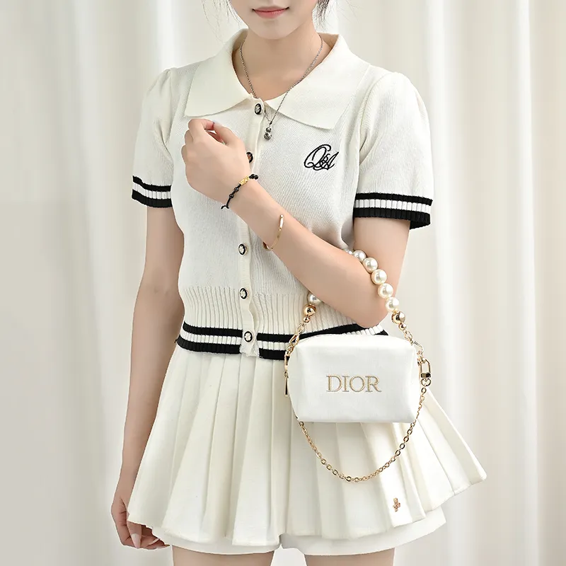 GUYI Metal Bag Accessory Pearl Chain Women's Gold-Tone-5