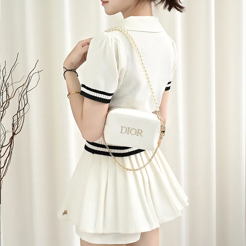 GUYI Metal Bag Accessory Pearl Chain Women's Gold-Tone-10