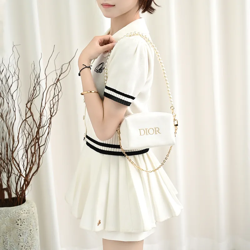 GUYI Metal Bag Accessory Pearl Chain Women's Gold-Tone-12