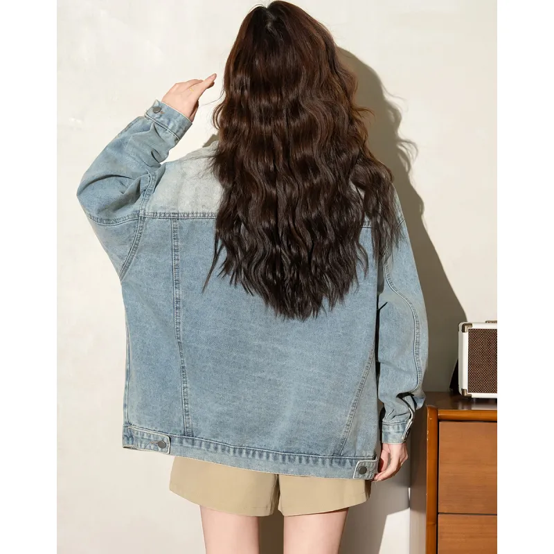 FAWENXIANGZI Denim Jacket Women's Blue-0