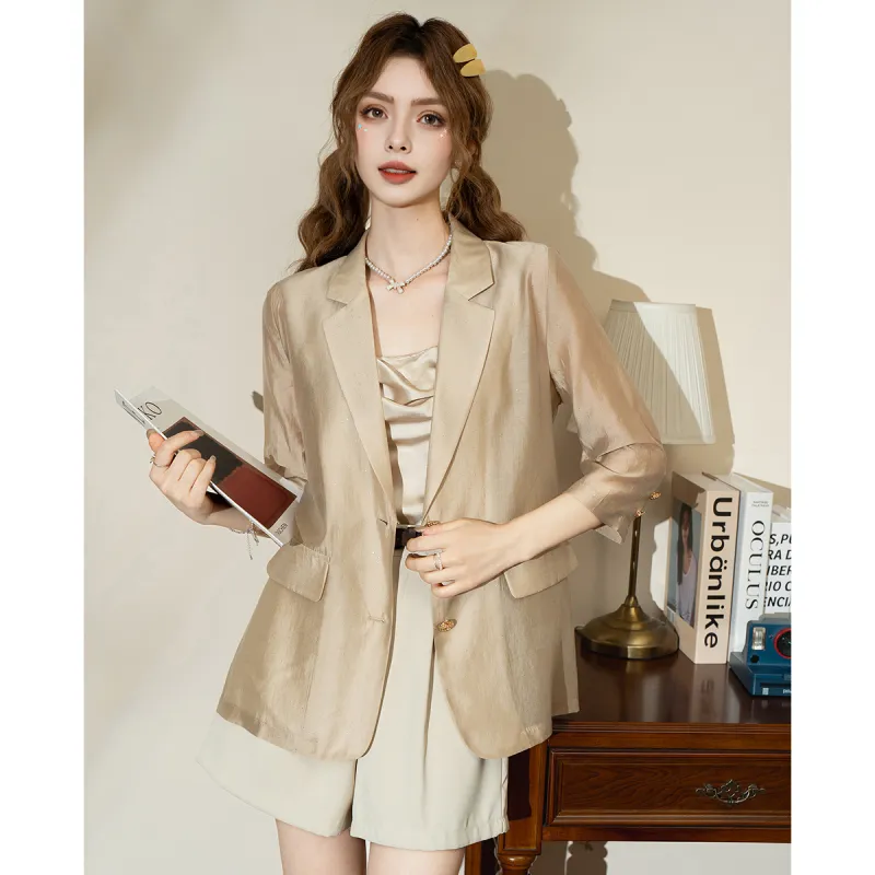 FAWENXIANGZI Summer Business Suit Loose Fit Women's-7