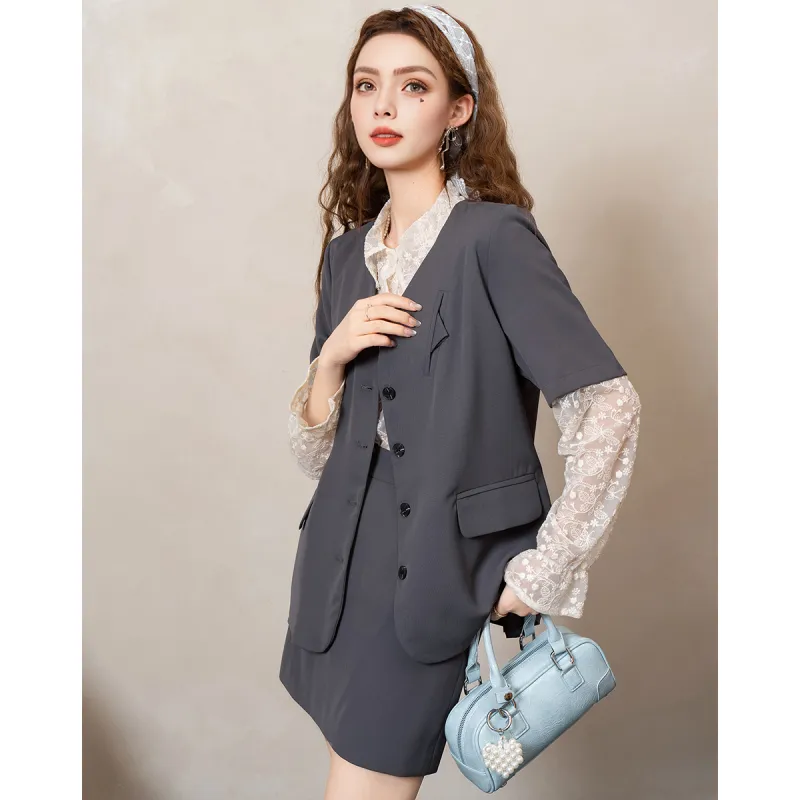 FAWENXIANGZI Two Piece Skirt Sets Women's-15