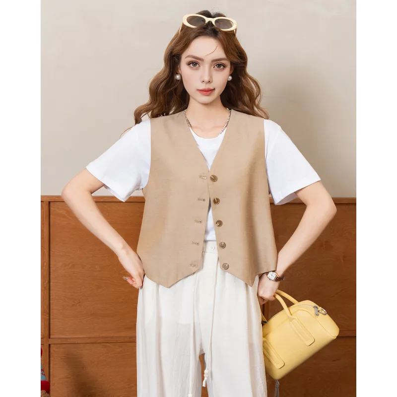 FAWENXIANGZI Vests Women's-8